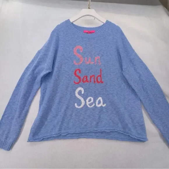NWT Lilly Pulitzer Long Sleeve Pippy Sweater size Large Soft Cotton Blend Blue - Picture 1 of 6